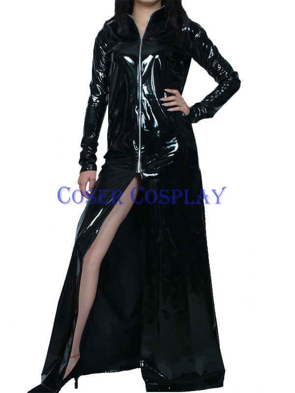 Black PVC Gown Robe Sexy Halloween Costume For Men 0476
